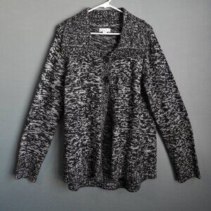 Kim Roger's Black Cable Knit Sweater 2 Button Front Closure. Women's Size L